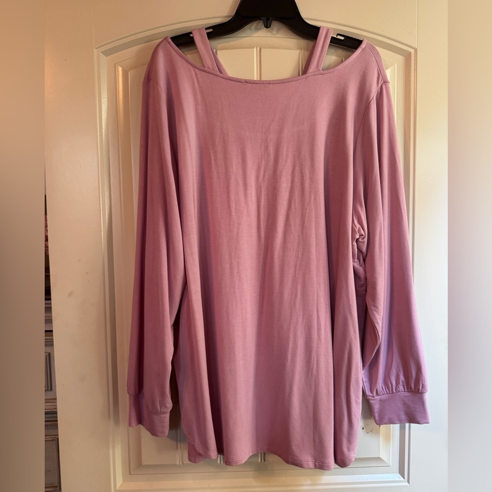 Laura by Cato Mauve Long Sleeve Knit Top cold shoulder. Plus 3X. NWT - Picture 2 of 5